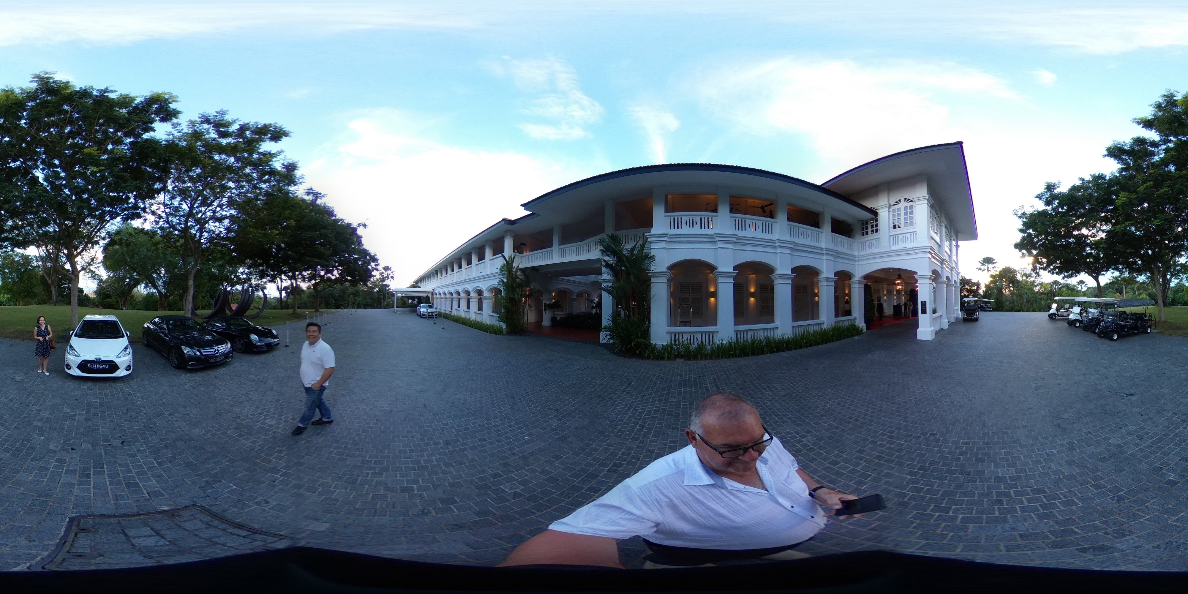 Colonial-style Manor Entrance Scene