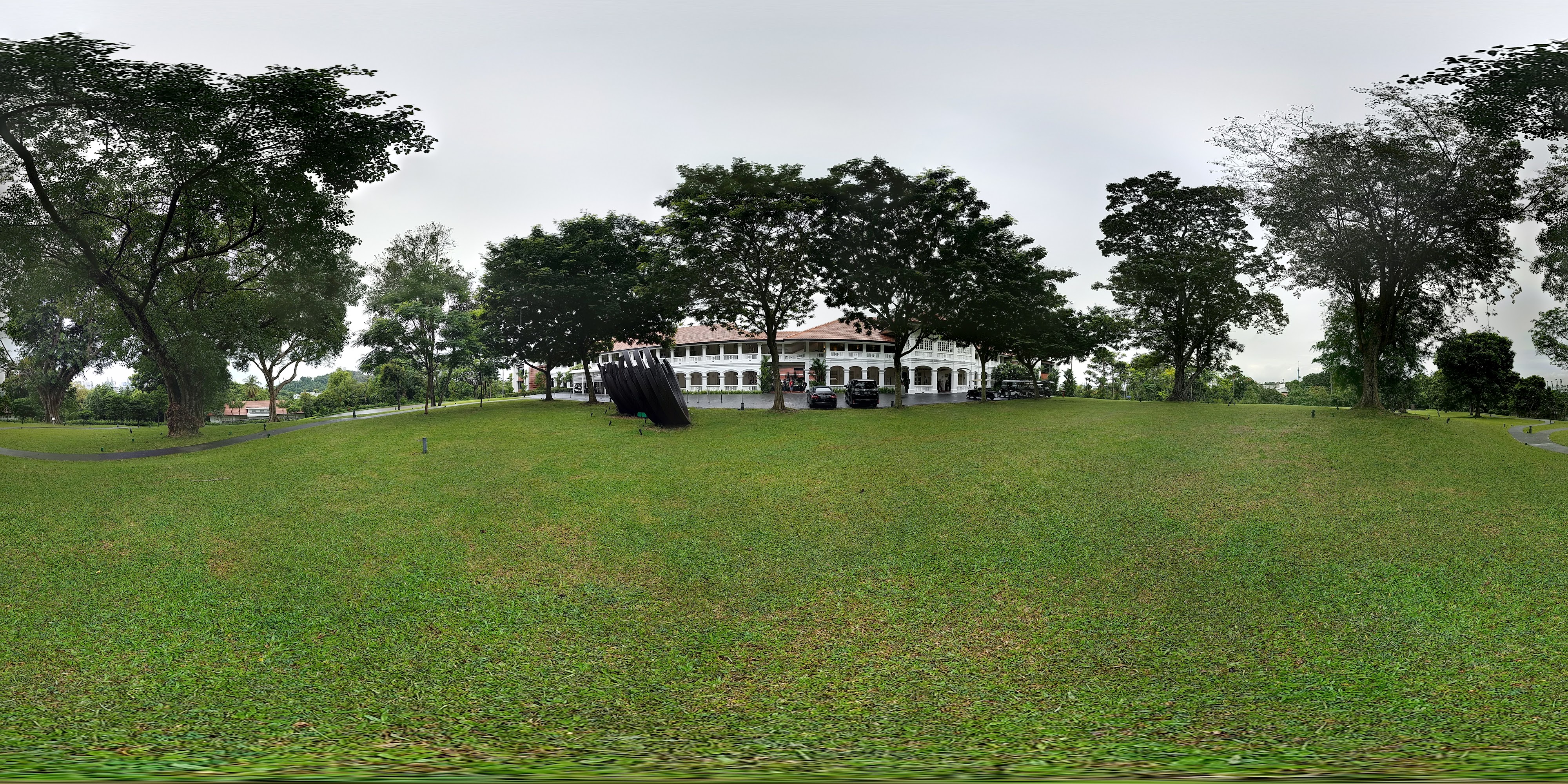 Serene Lawn with Colonial Architecture