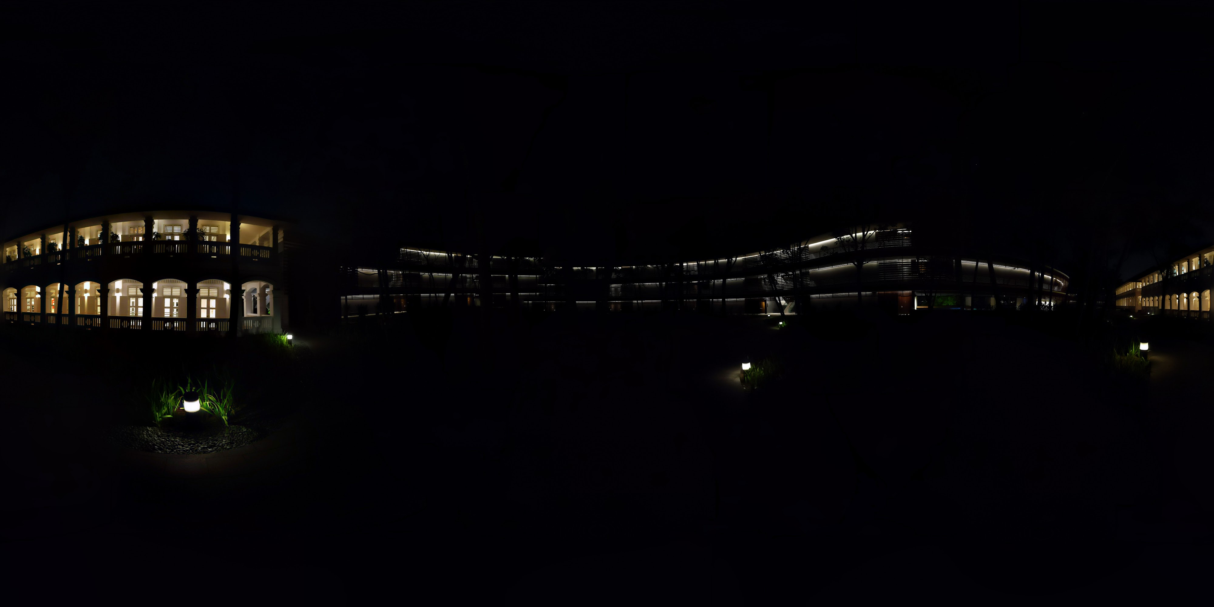 Lit Multi-Level Residential Building