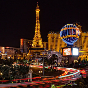Scenic route of the Las Vegas Strip at night