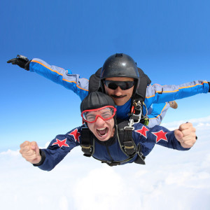 Fun activities of two men doing sky diving