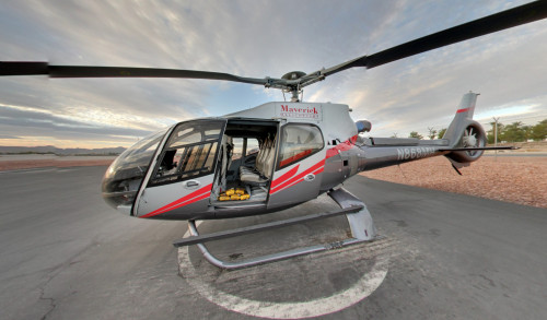 One of the helicopters of Maverick Helicopters Tour Agency ready to take flight around Las Vegas & other cities in Nevada