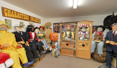 Display of different life-sized characters inside Characters Unlimited Inc's showroom in Nevada