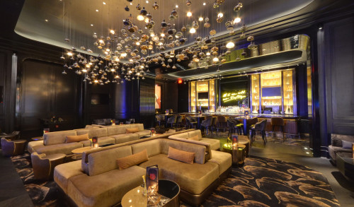 Camden Cocktail Lounge in Las Vegas with it's elegant, high ceiling interior, matte painted walls and upscale bar